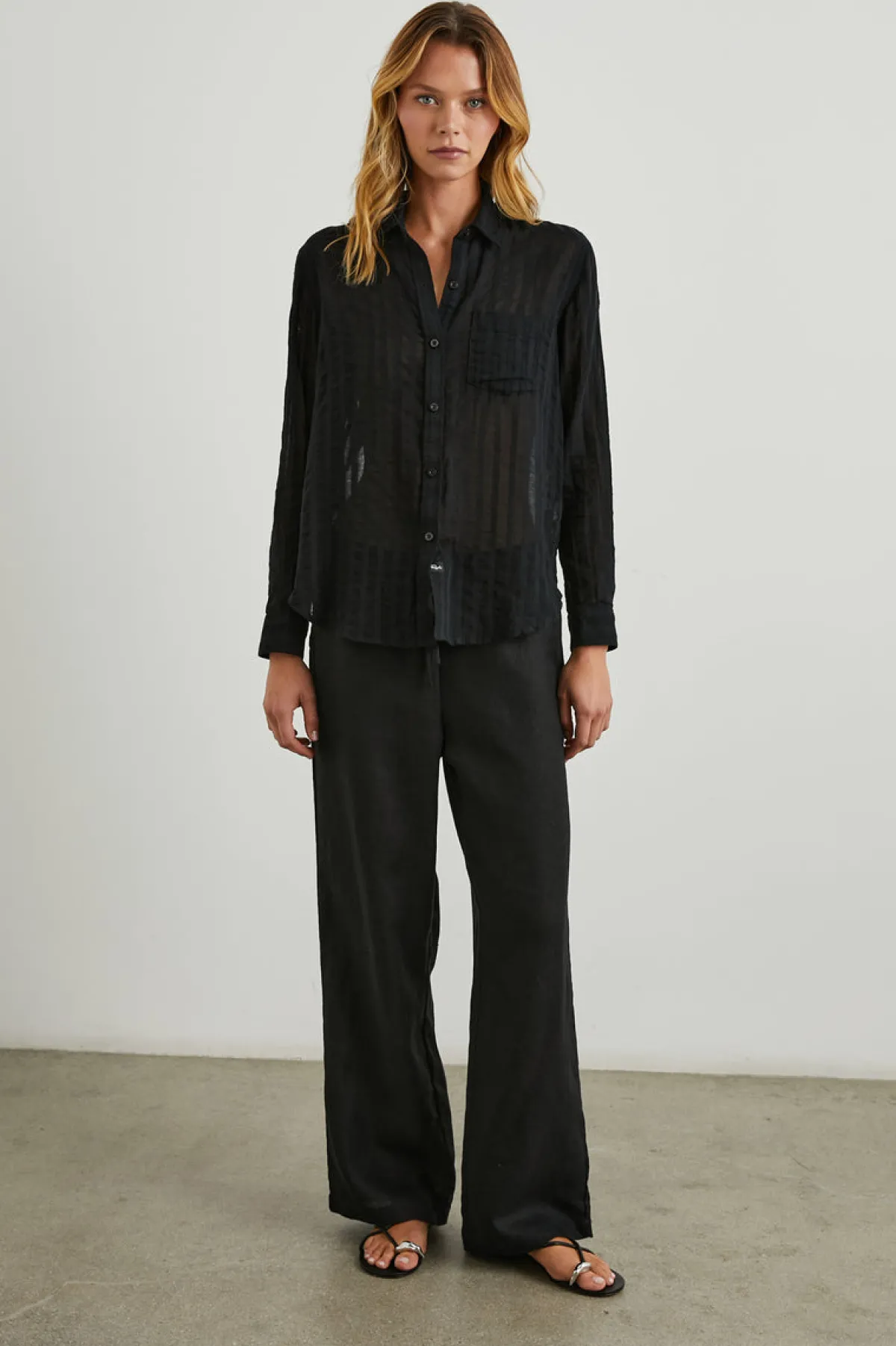 CHARLI SHIRT - BLACK SHADOW STRIPE|Rails Clearance