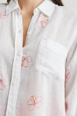 CHARLI SHIRT - HIBISCUS EMBROIDERY|Rails Clearance
