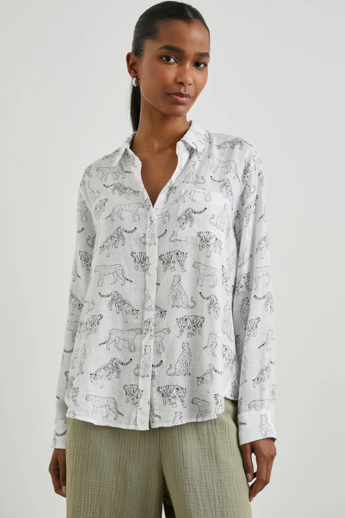 CHARLI SHIRT - IVORY JUNGLE CATS|Rails Outlet