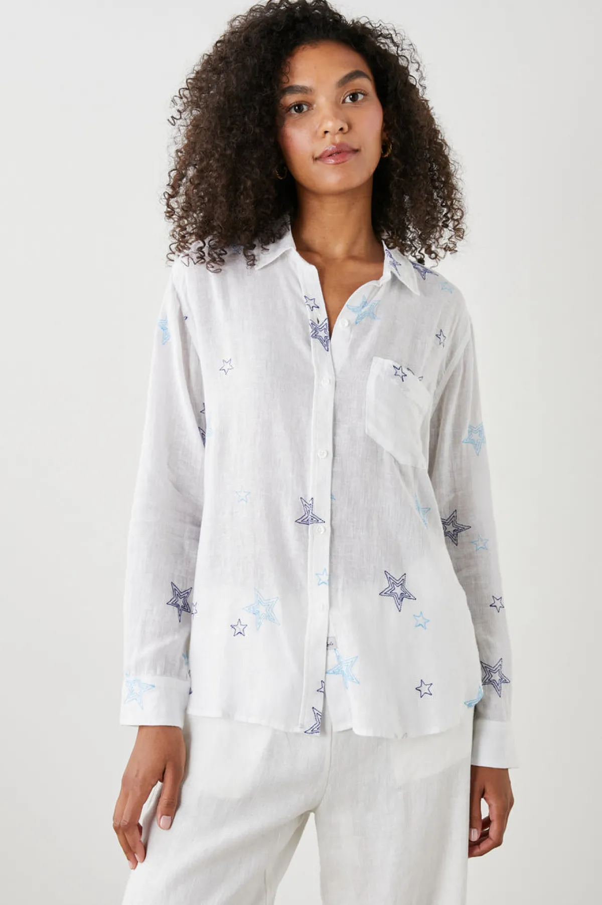CHARLI SHIRT - NAVY STITCHED STARS|Rails Best