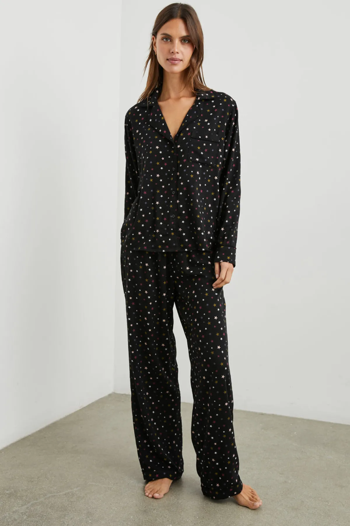 CLARA PAJAMA SET - MIXED RAINBOW STARS|Rails Clearance