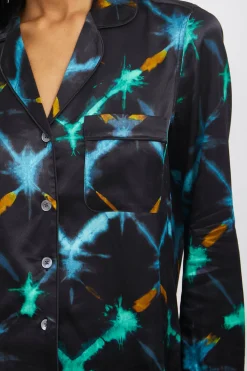 CLARISE PAJAMA SET - BLACK NEON IKAT|Rails Outlet