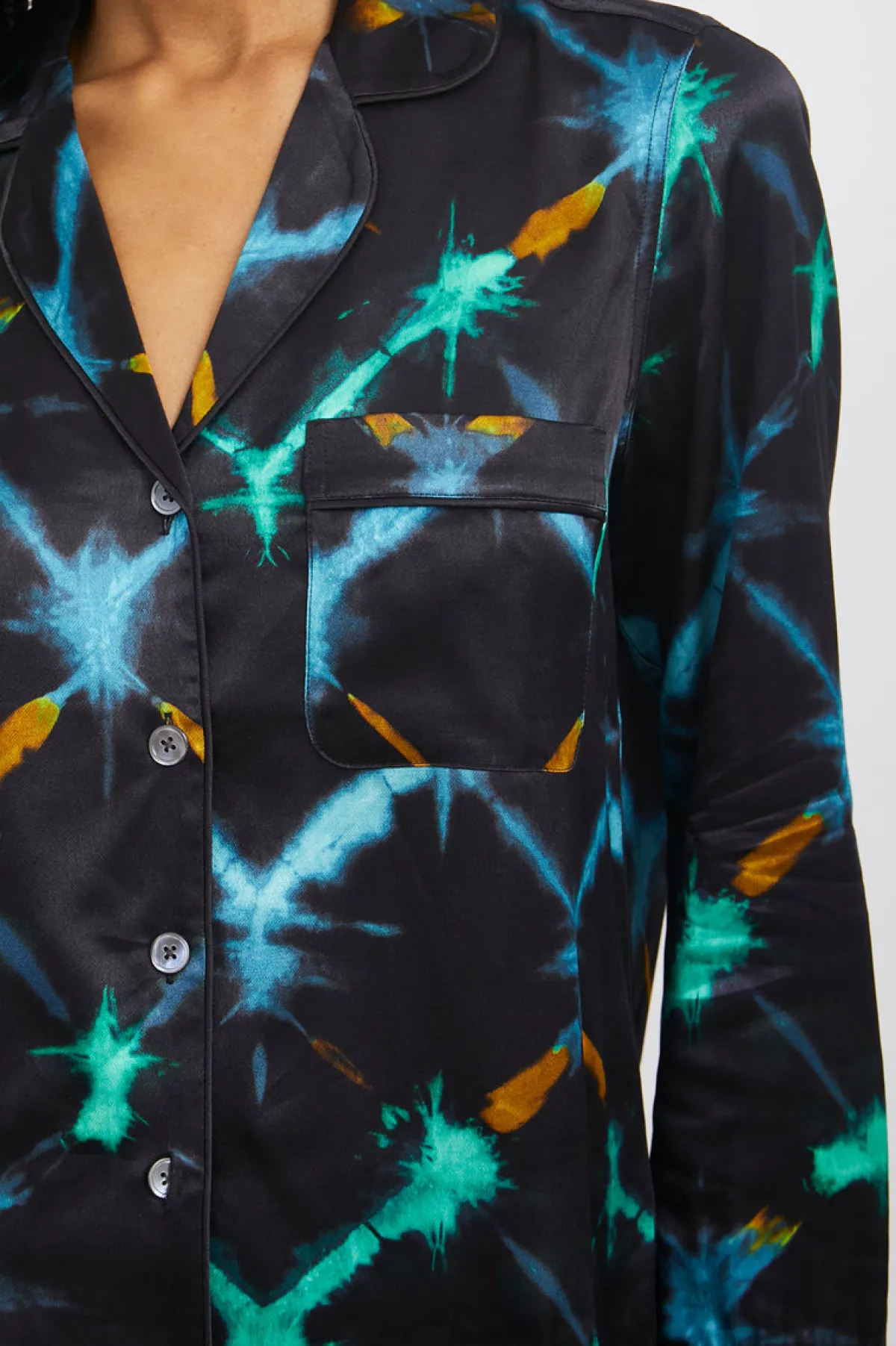 CLARISE PAJAMA SET - BLACK NEON IKAT|Rails Outlet
