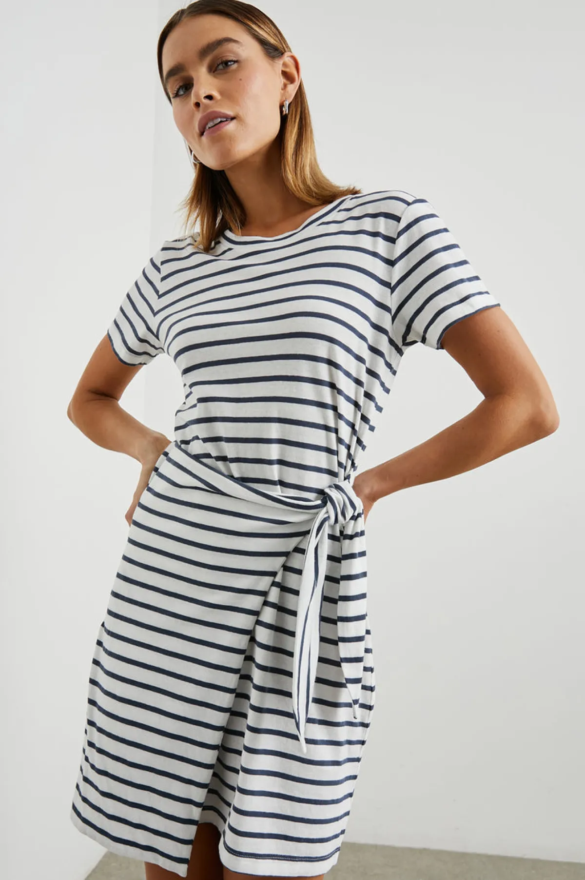 EDIE DRESS - IVORY NAVY STRIPE|Rails Online
