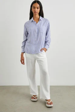 ELLE SHIRT - BLUE WHITE STRIPE|Rails Discount