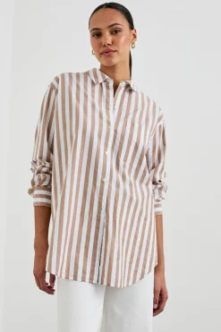 ELSA SHIRT - RUSSET WHITE STRIPE|Rails Cheap