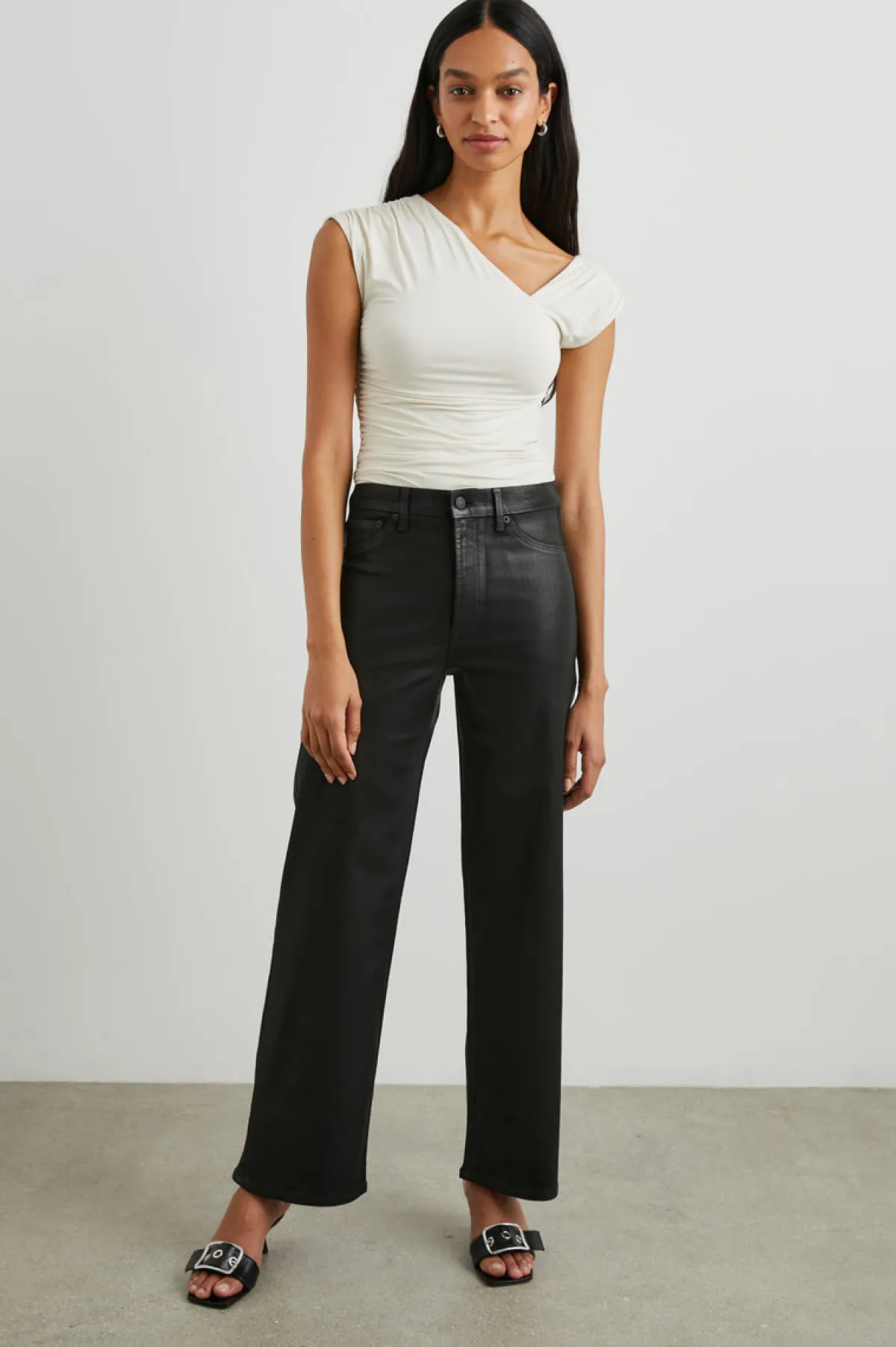 GETTY WIDE LEG - COATED NOIR|Rails Clearance