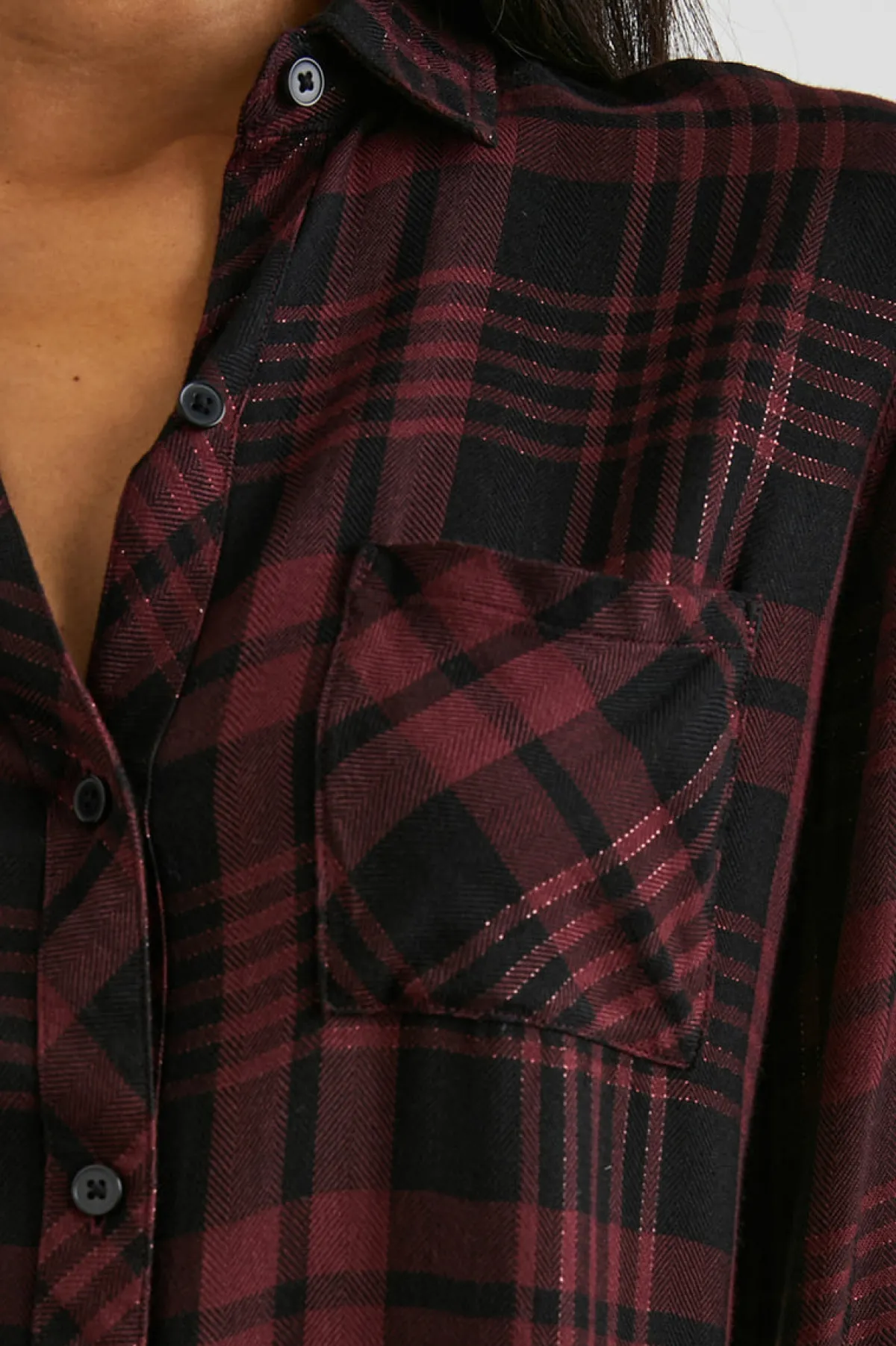 HUNTER SHIRT - BLACK MERLOT LUREX|Rails Sale