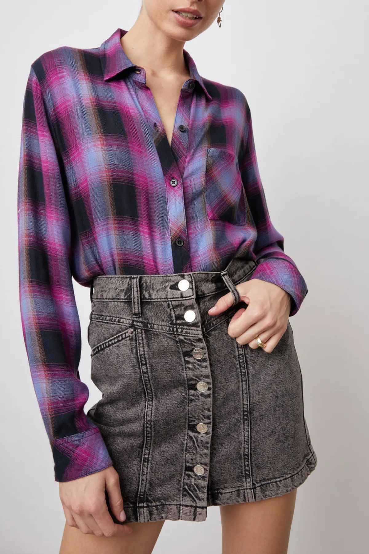 HUNTER SHIRT - NAVY MAGENTA SKY|Rails Hot