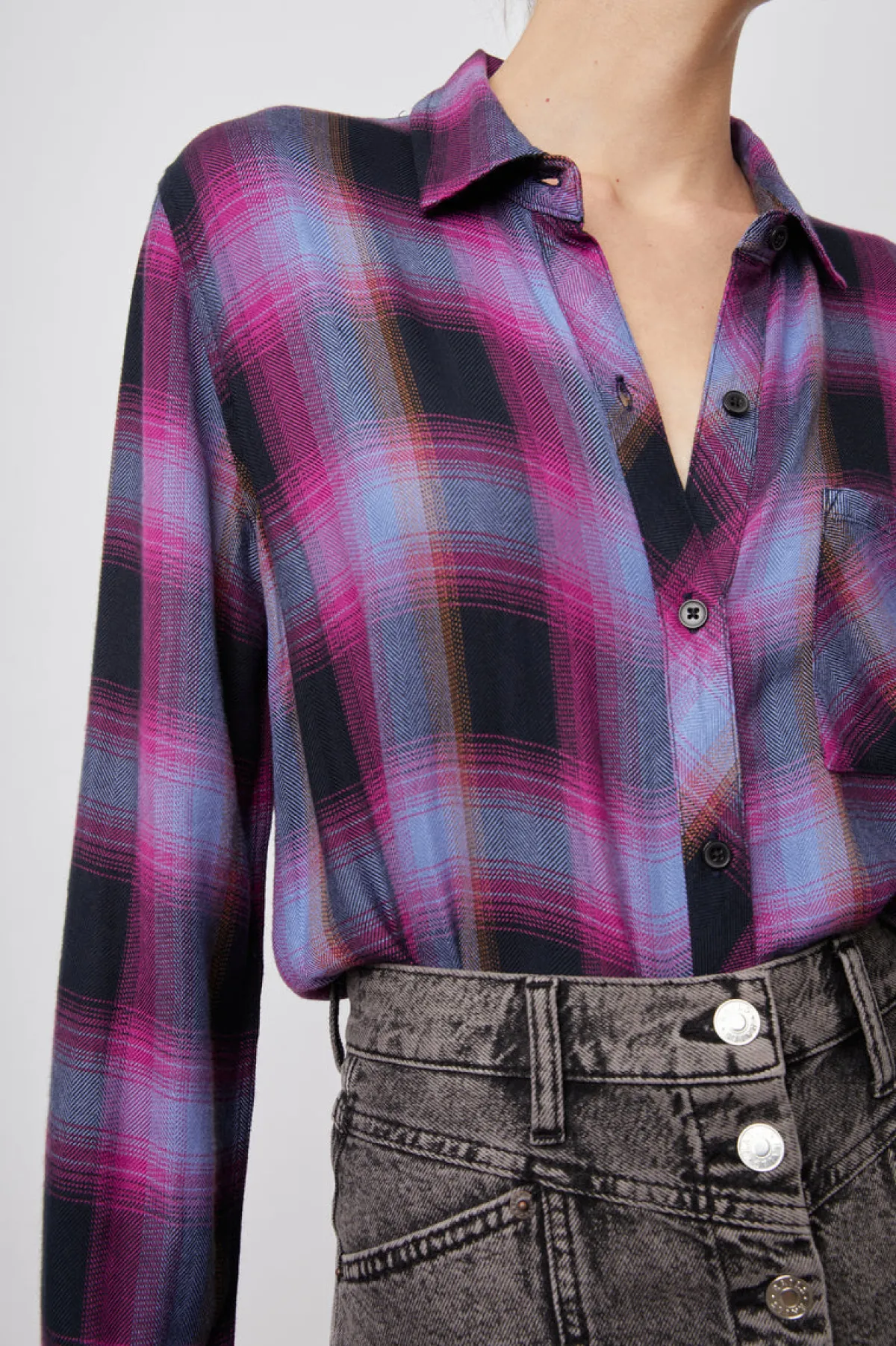 HUNTER SHIRT - NAVY MAGENTA SKY|Rails Hot