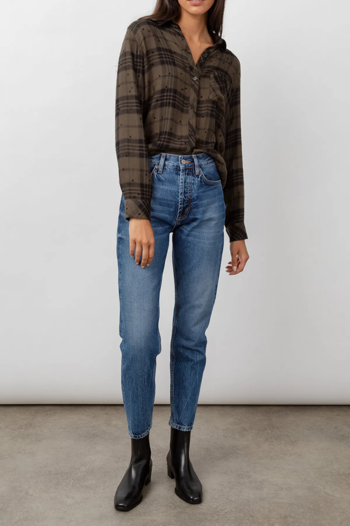 HUNTER SHIRT - OLIVE SHADOW WITH FLOCKED STARS|Rails Hot