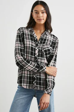 HUNTER SHIRT - ONYX ROSE GOLD LUREX|Rails New
