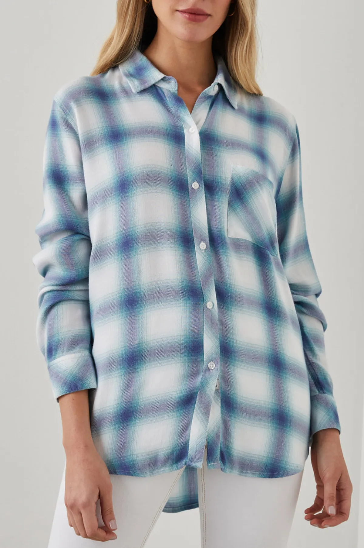 HUNTER SHIRT - WHITE INDIGO MIST|Rails New