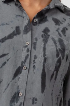 INGRID RAW HEM SHIRT - SMOKE SWIRL|Rails New