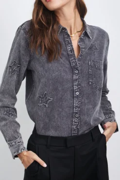 INGRID SHIRT - BLACK ACID STARS|Rails Sale
