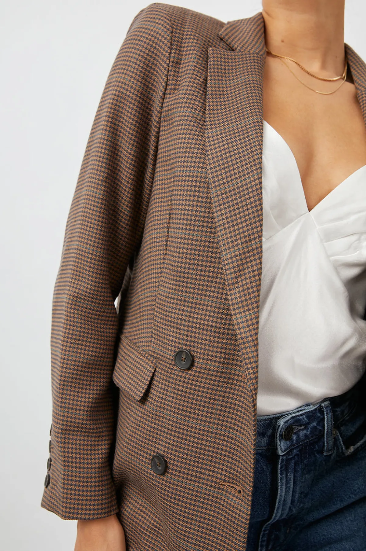 JAC BLAZER - CAMEL HOUNDSTOOTH|Rails New