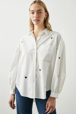 JANAE SHIRT - WHITE EYELET HEARTS|Rails New