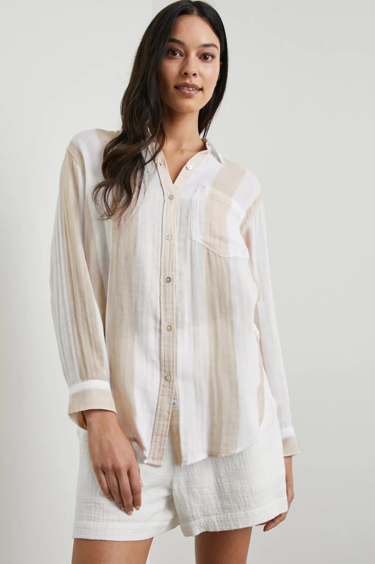 JAYLIN SHIRT - FLAX STRIPE|Rails Cheap