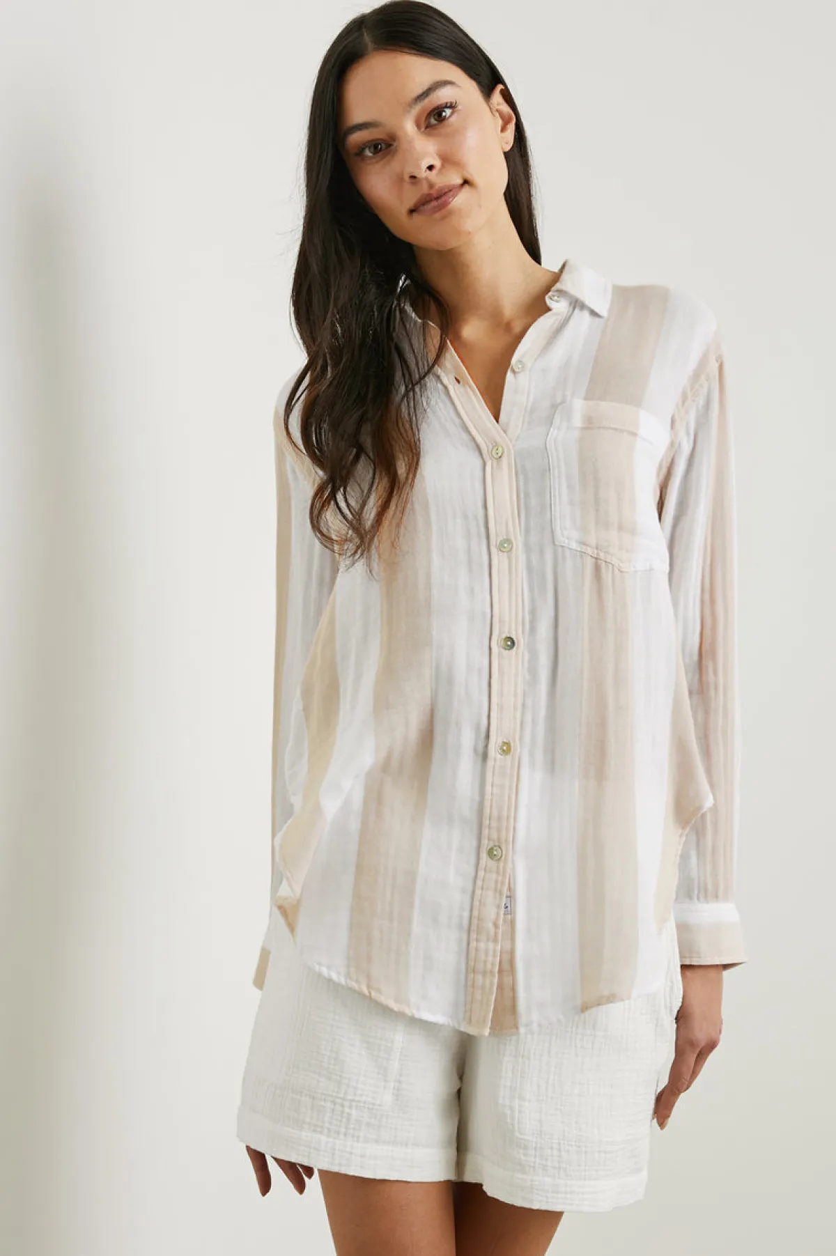 JAYLIN SHIRT - FLAX STRIPE|Rails Cheap