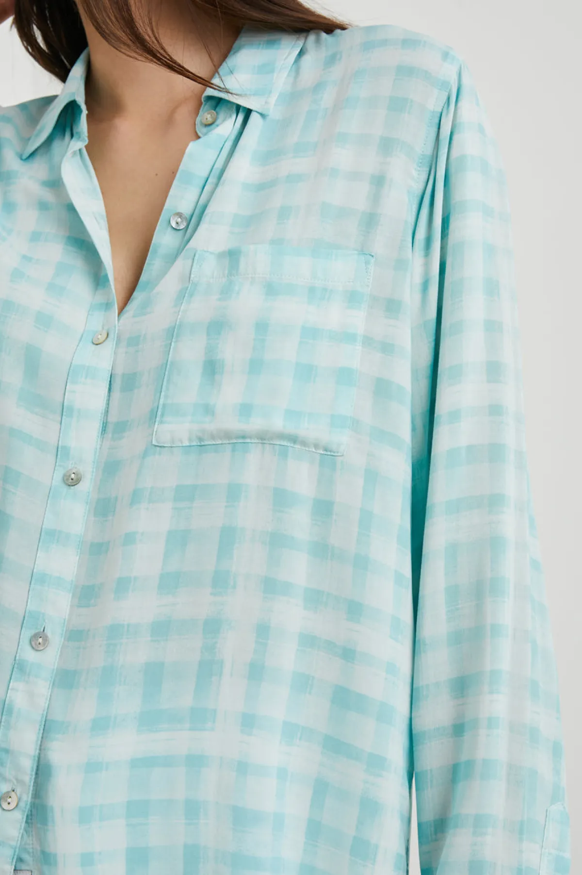 JOSEPHINE SHIRT - AQUA PLAID|Rails Outlet