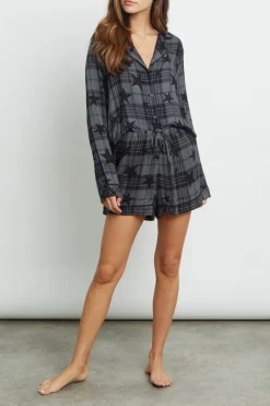 KELLEN PAJAMA SET - CHARCOAL JET STARS|Rails Online