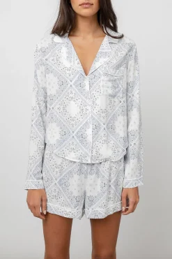KELLEN PAJAMA SET - IVORY BLUE BANDANA|Rails New