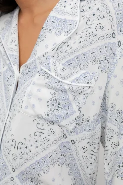 KELLEN PAJAMA SET - IVORY BLUE BANDANA|Rails New