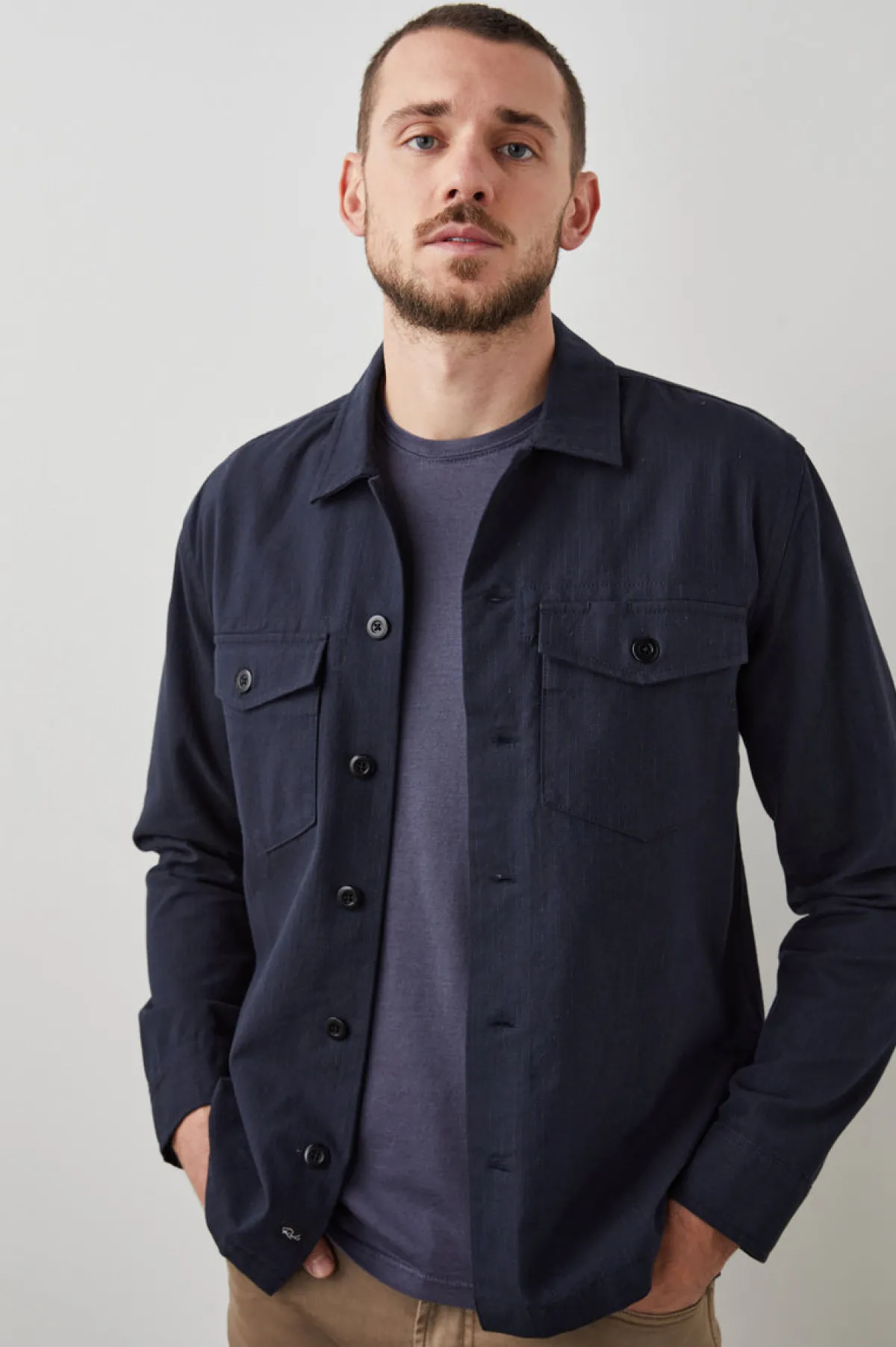 KEROUAC SHIRT JACKET - NAVY CHARCOAL PIN STRIPE|Rails Outlet
