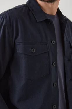 KEROUAC SHIRT JACKET - NAVY CHARCOAL PIN STRIPE|Rails Outlet