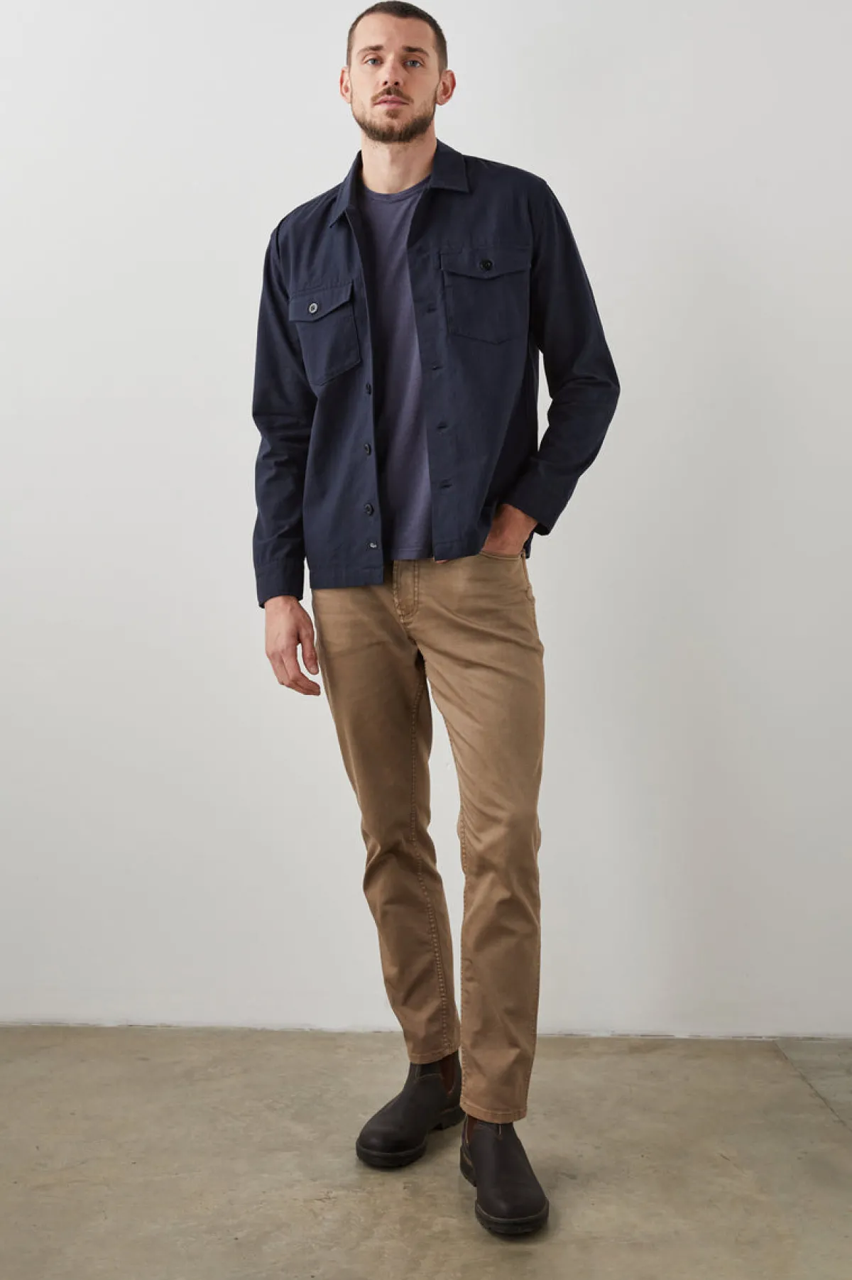 KEROUAC SHIRT JACKET - NAVY CHARCOAL PIN STRIPE|Rails Outlet