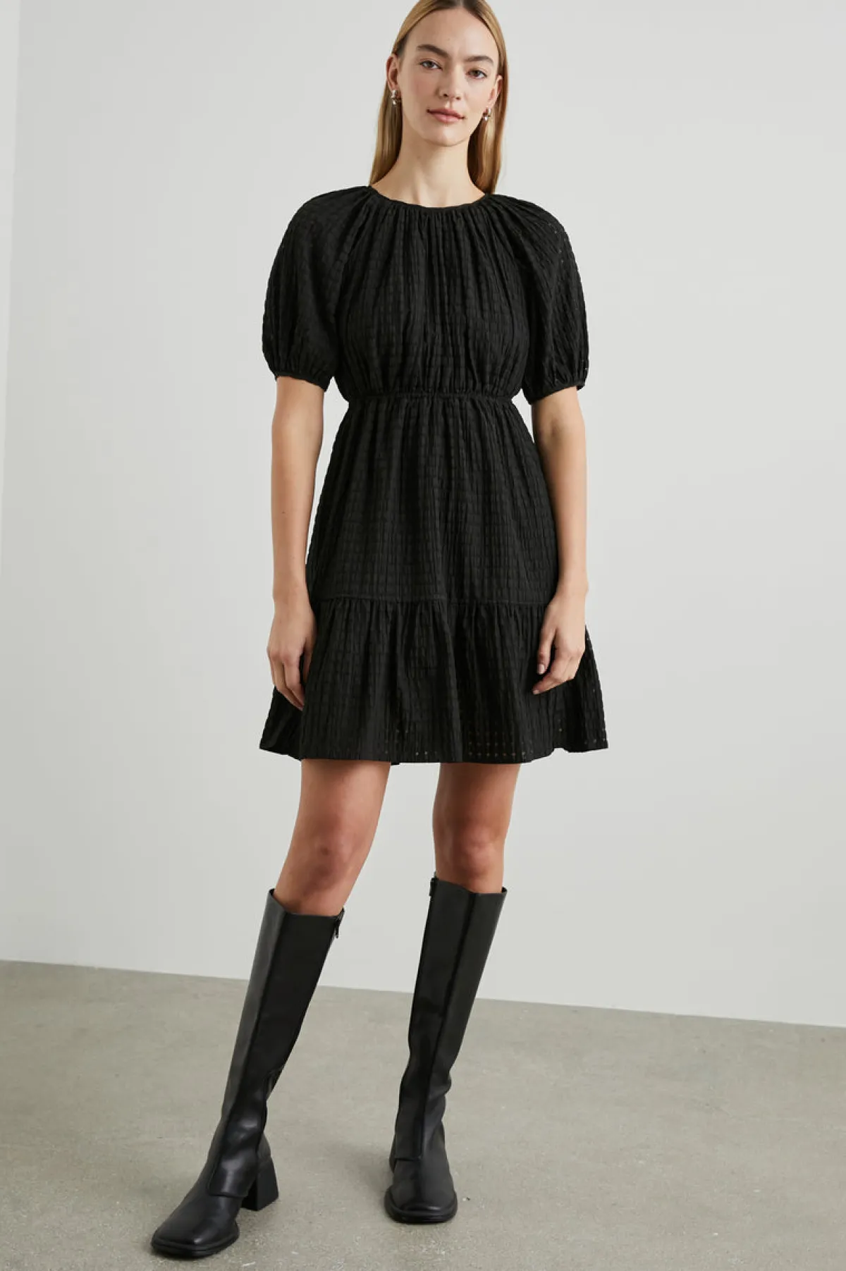KHLOE DRESS - BLACK SEERSUCKER|Rails Cheap