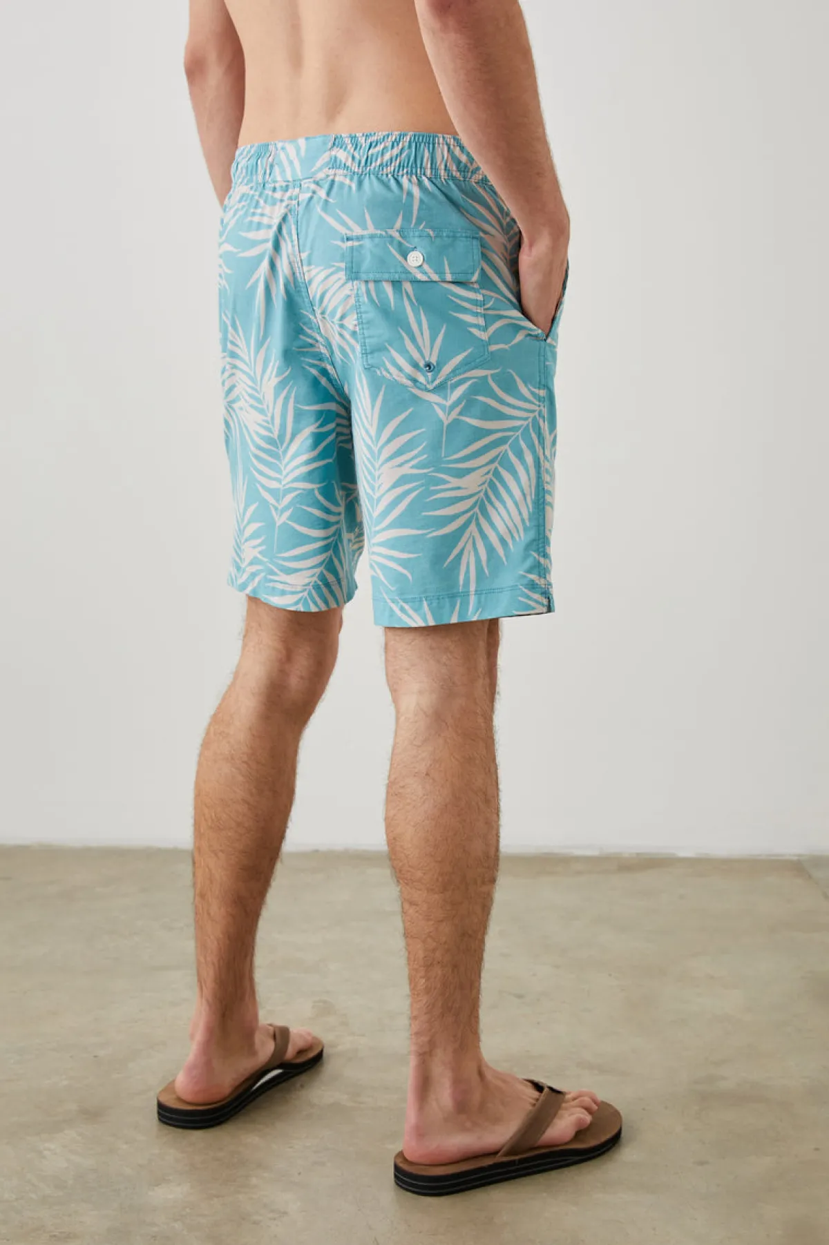 KIAN SWIM SHORT - PALM SHADOW AQUA|Rails Clearance