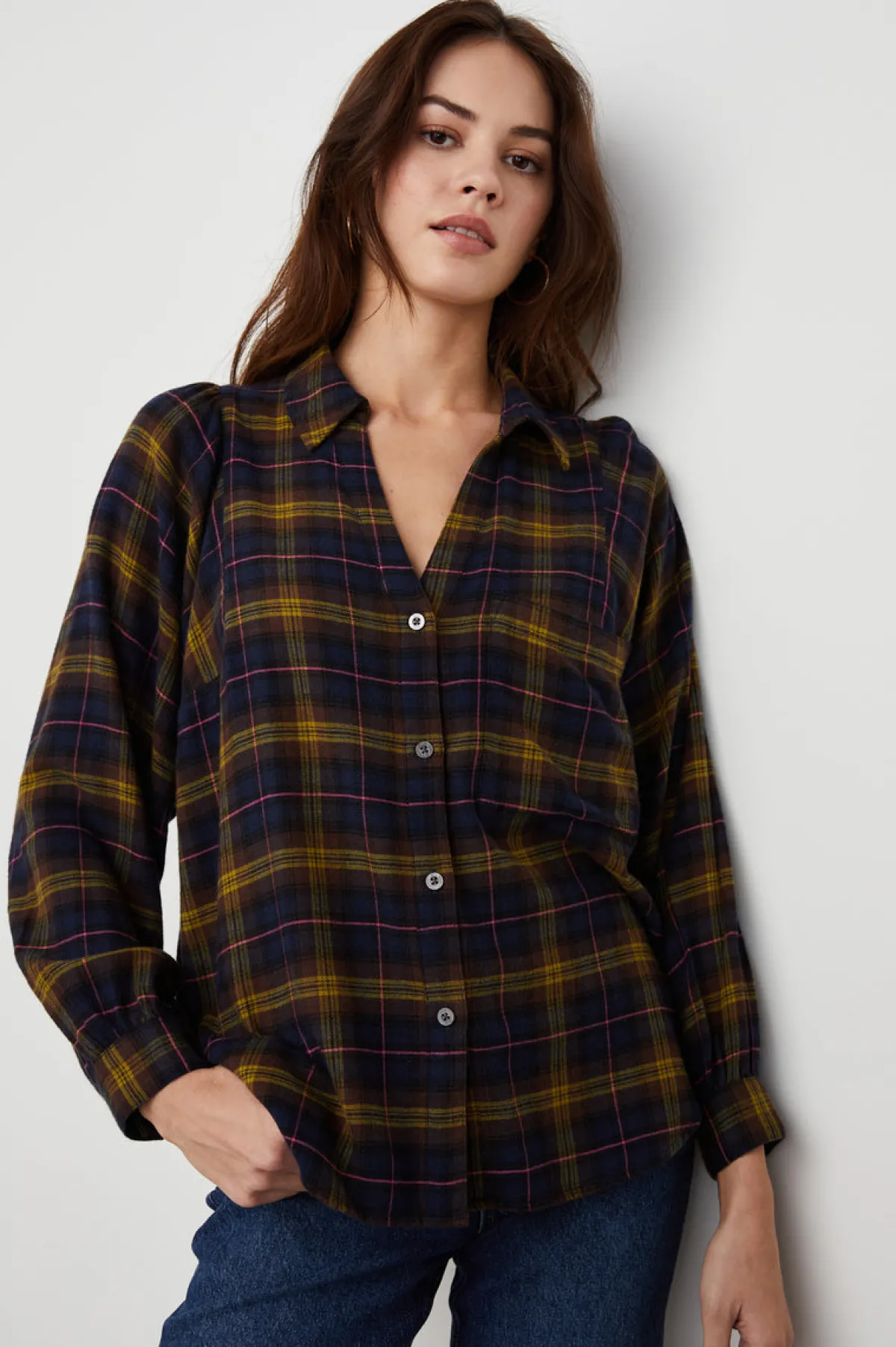 LAUREN SHIRT - NAVY HAZELNUT PINK|Rails Cheap