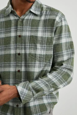 LENNOX SHIRT - GREEN HOLLOW GREY MELANGE|Rails Best