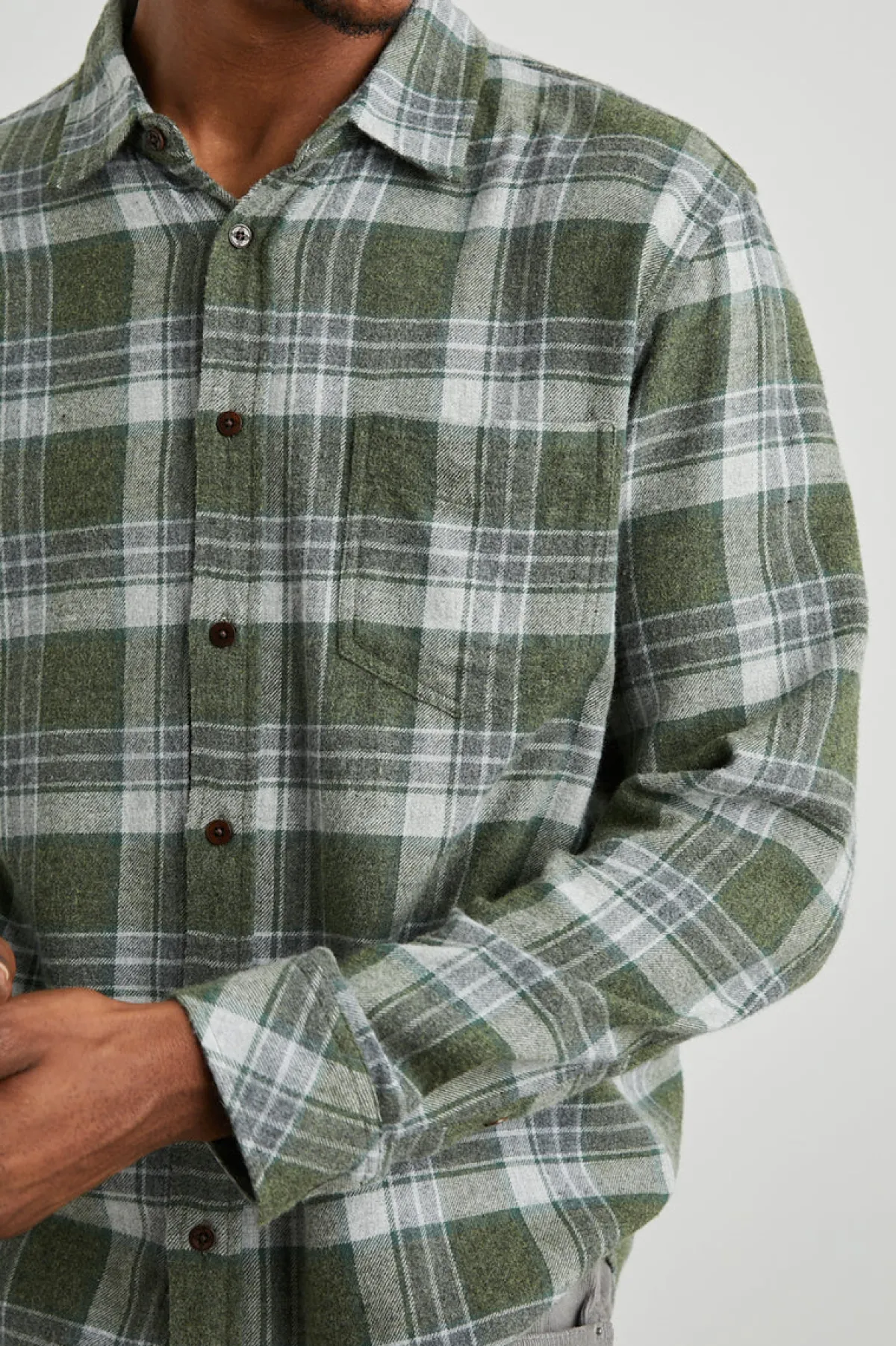 LENNOX SHIRT - GREEN HOLLOW GREY MELANGE|Rails Best