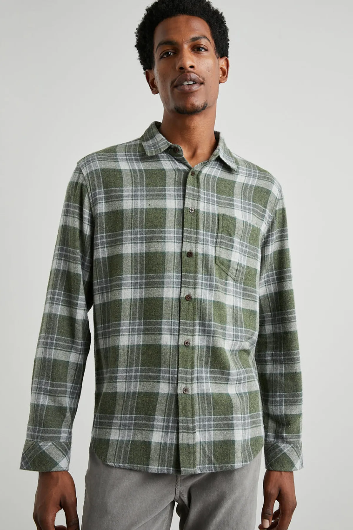 LENNOX SHIRT - GREEN HOLLOW GREY MELANGE|Rails Best