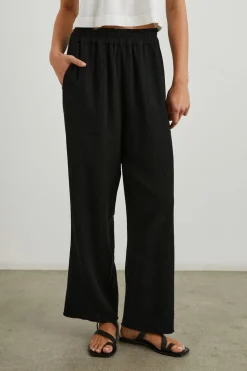 LEON CROP PANT - BLACK GAUZE|Rails Online