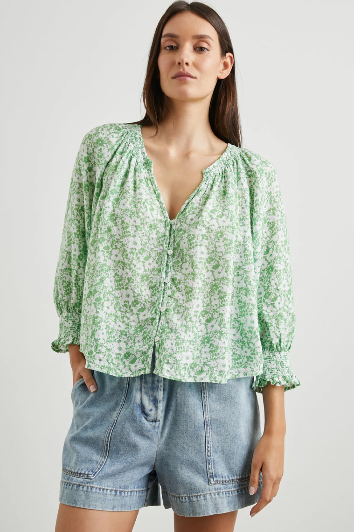 MARIAH TOP - GREEN TEXTURE FLORAL|Rails Fashion