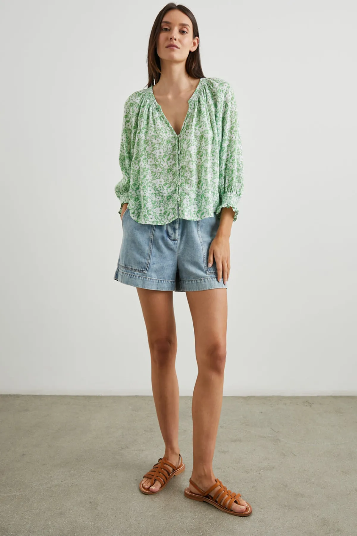 MARIAH TOP - GREEN TEXTURE FLORAL|Rails Fashion