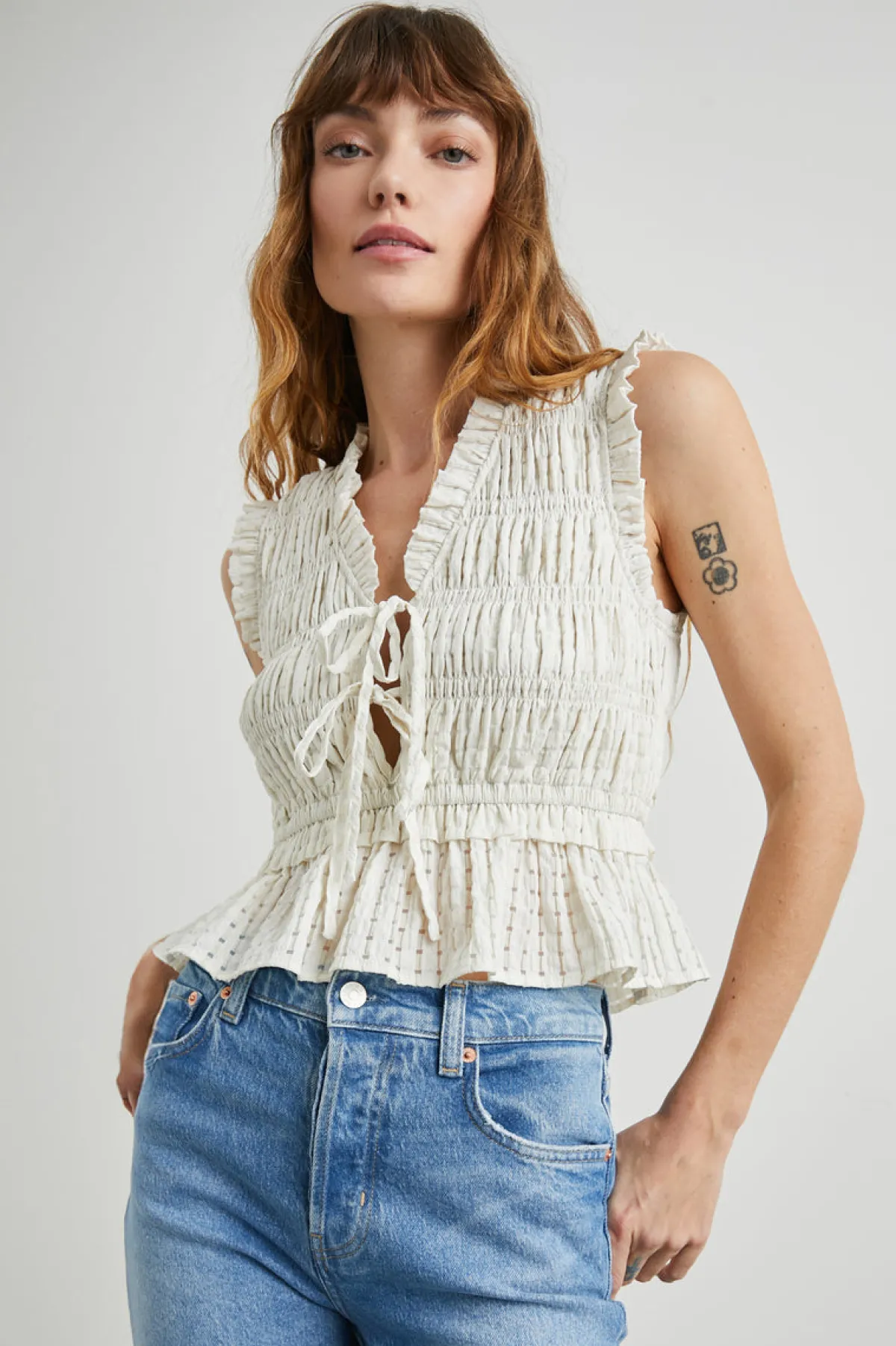 MARTINE TOP - IVORY SEERSUCKER|Rails Outlet