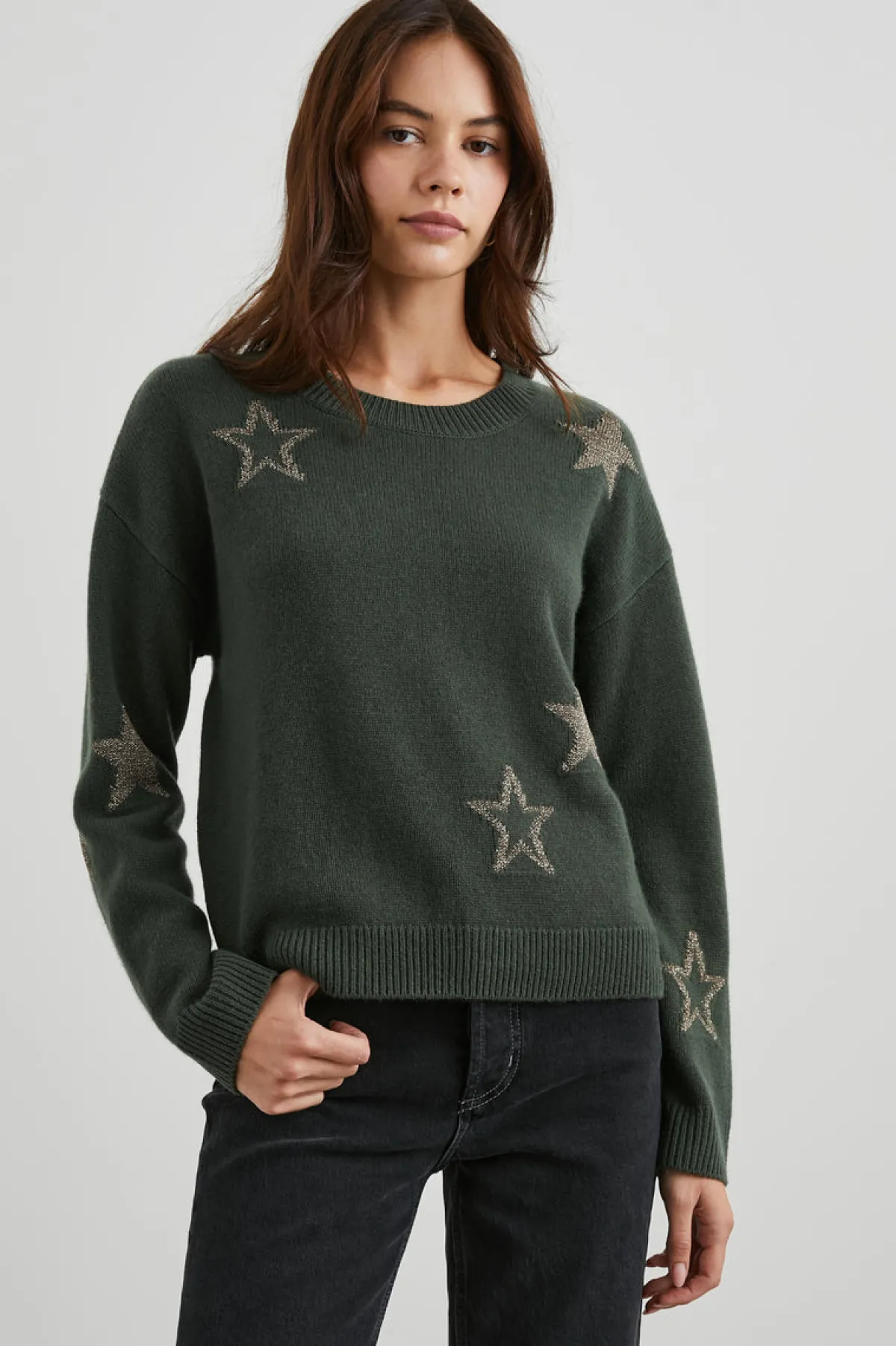 PERCI SWEATER - OLIVE GOLD STARS|Rails Outlet
