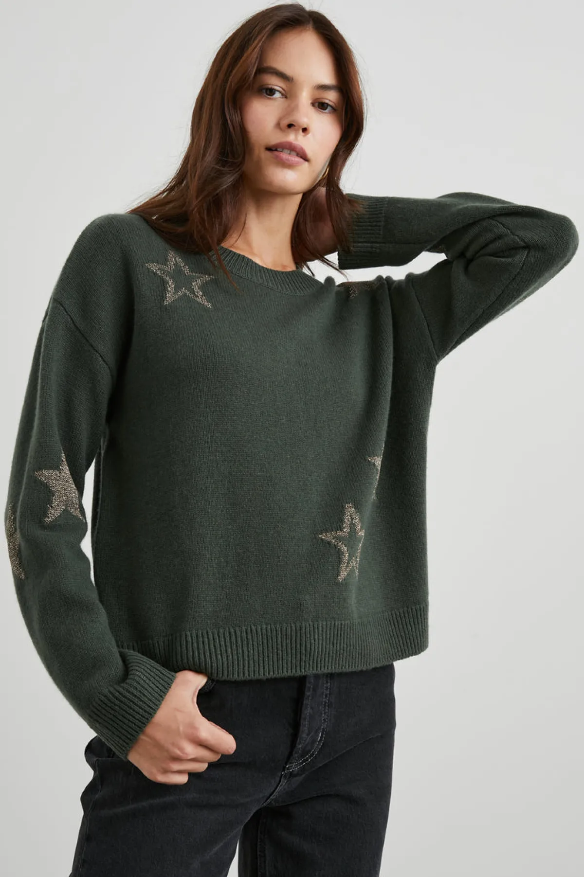 PERCI SWEATER - OLIVE GOLD STARS|Rails Outlet