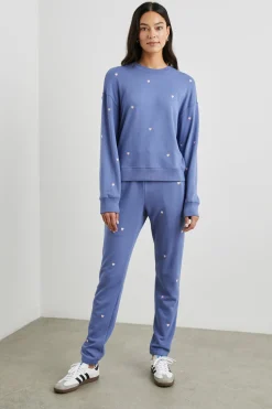 RAMONA SWEATSHIRT - PINK PERIWINKLE HEARTS EMBROIDERY|Rails Outlet