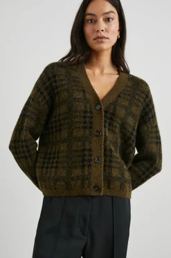 REESE CARDIGAN - OLIVE PLAID|Rails Best Sale