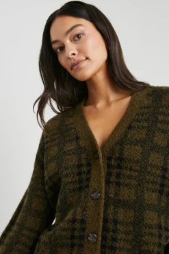 REESE CARDIGAN - OLIVE PLAID|Rails Best Sale
