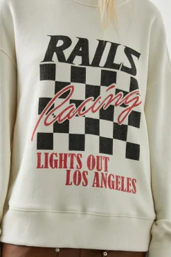 RELAXED CREW SWEATSHIRT - IVORY RACING|Rails Hot
