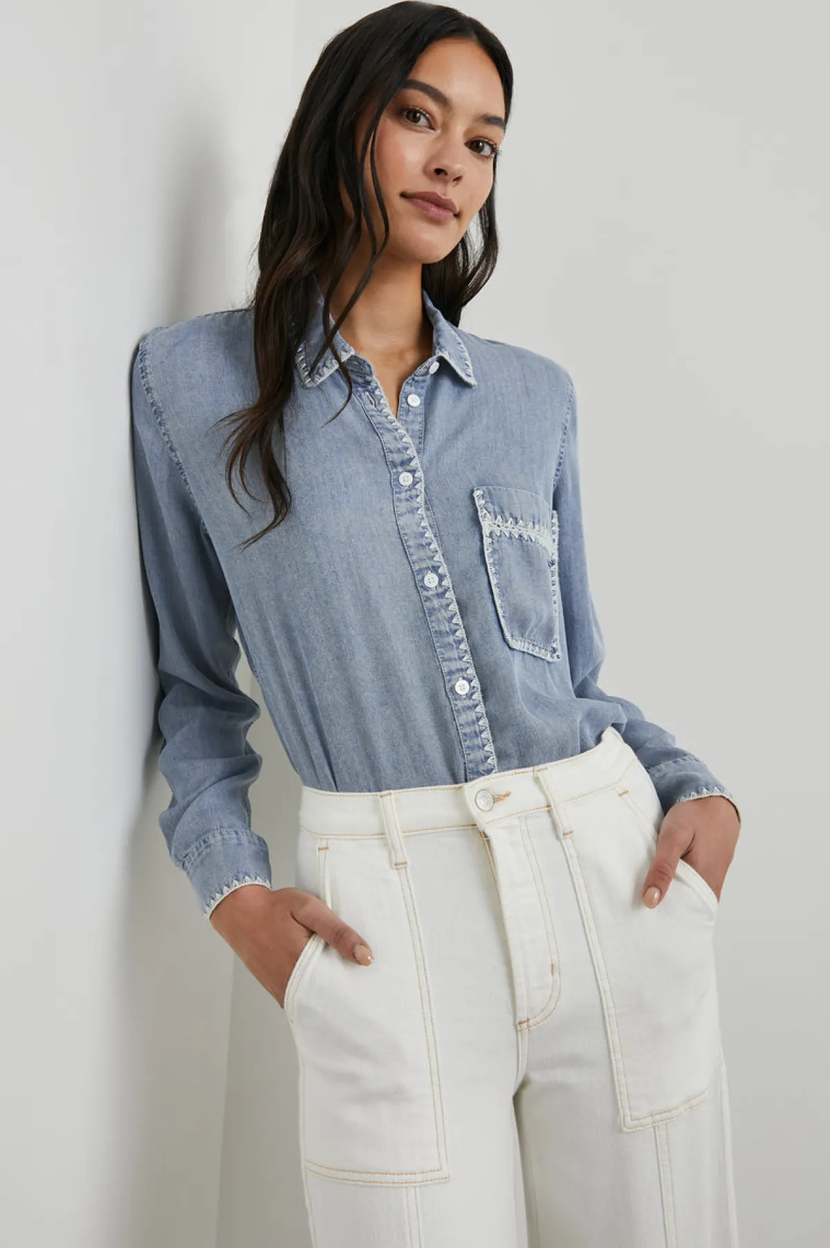 SAYA SHIRT - MEDIUM CLOUD WASH|Rails Store