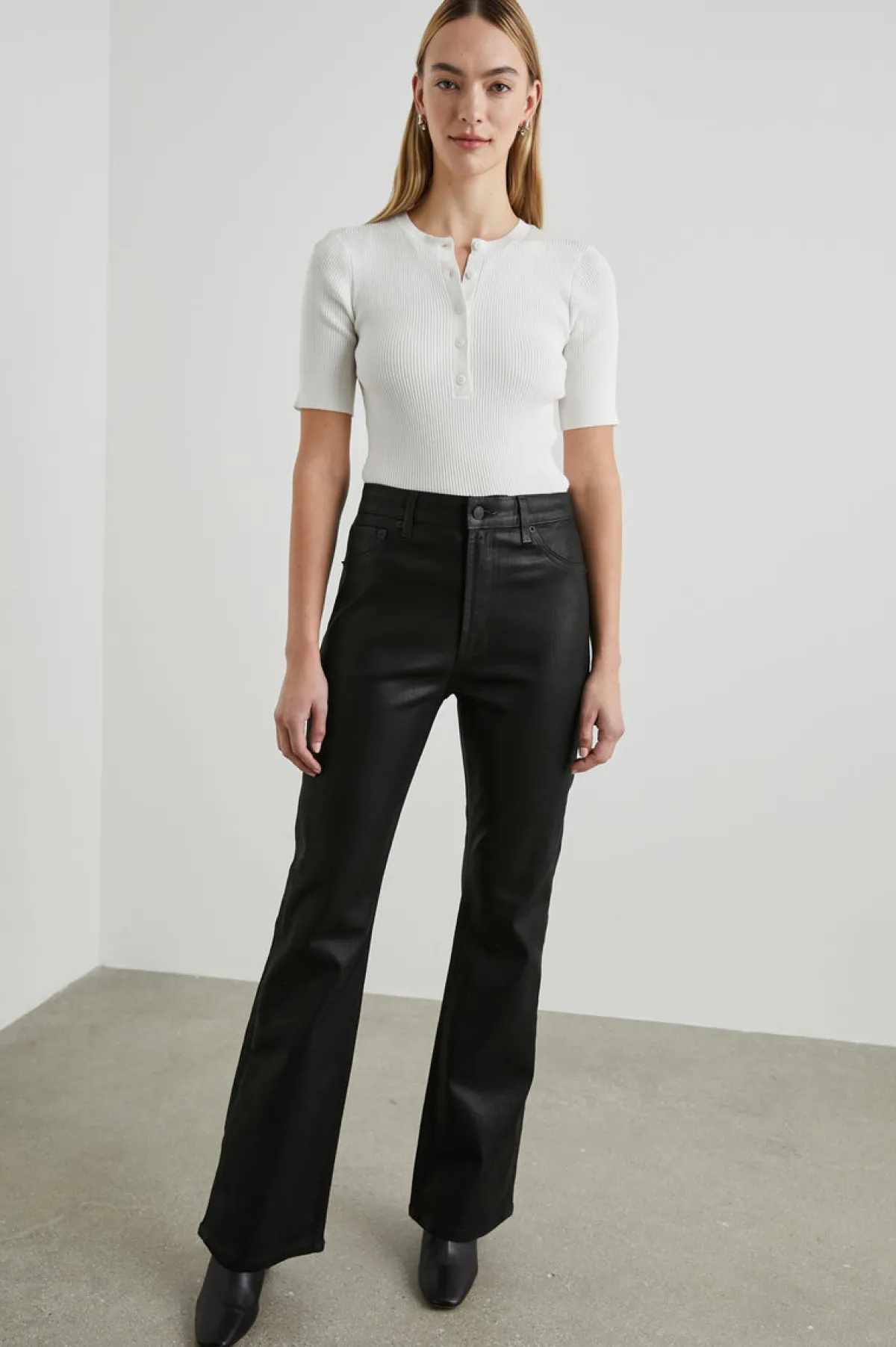 SUNSET SLIM FLARE - COATED NOIR|Rails Best