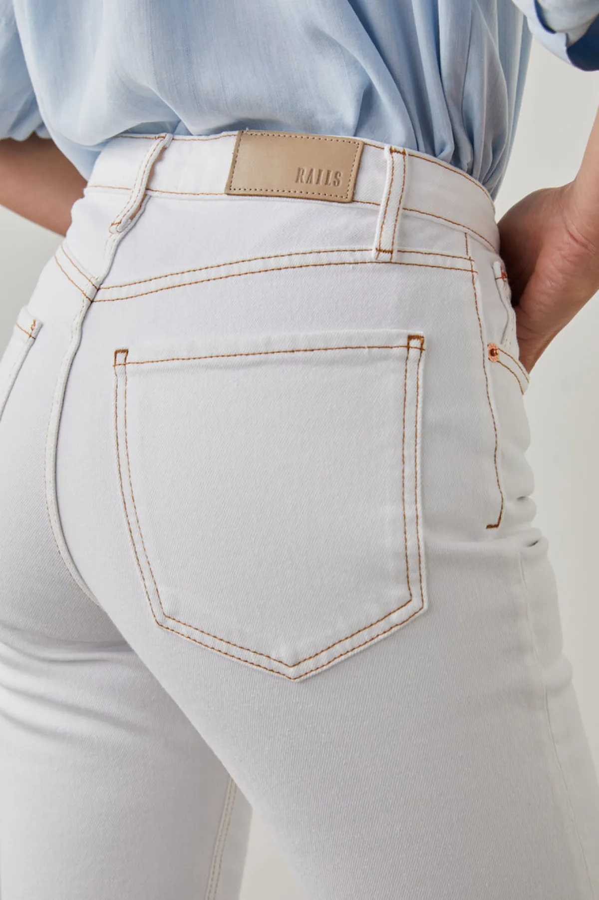 SUNSET SLIM FLARE - SALT WHITE CONTRAST STITCH|Rails Online