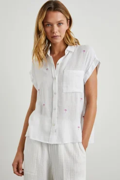 WHITNEY SHIRT - FUCHSIA EMBROIDERED PALMS|Rails Best Sale